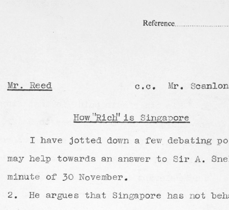 Note from D G Holland: How 'rich' is Singapore?