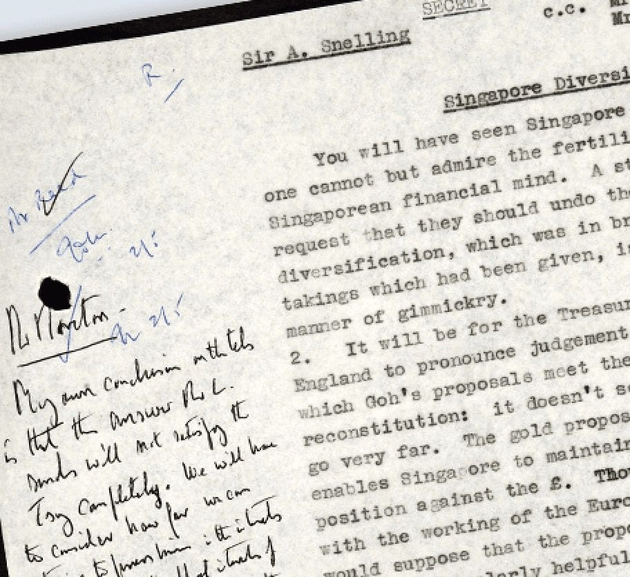 Telegram from D G Holland to Arthur Snelling: Singapore Diversification