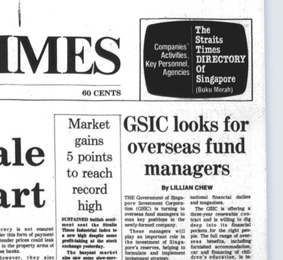 Business Times: GSIC looks for overseas fund managers